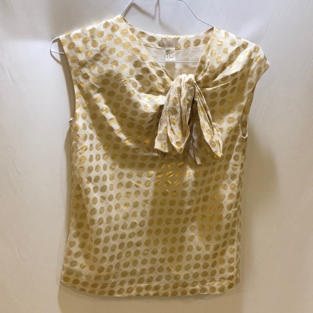 Gold poke-a-dot sleeveless blouse